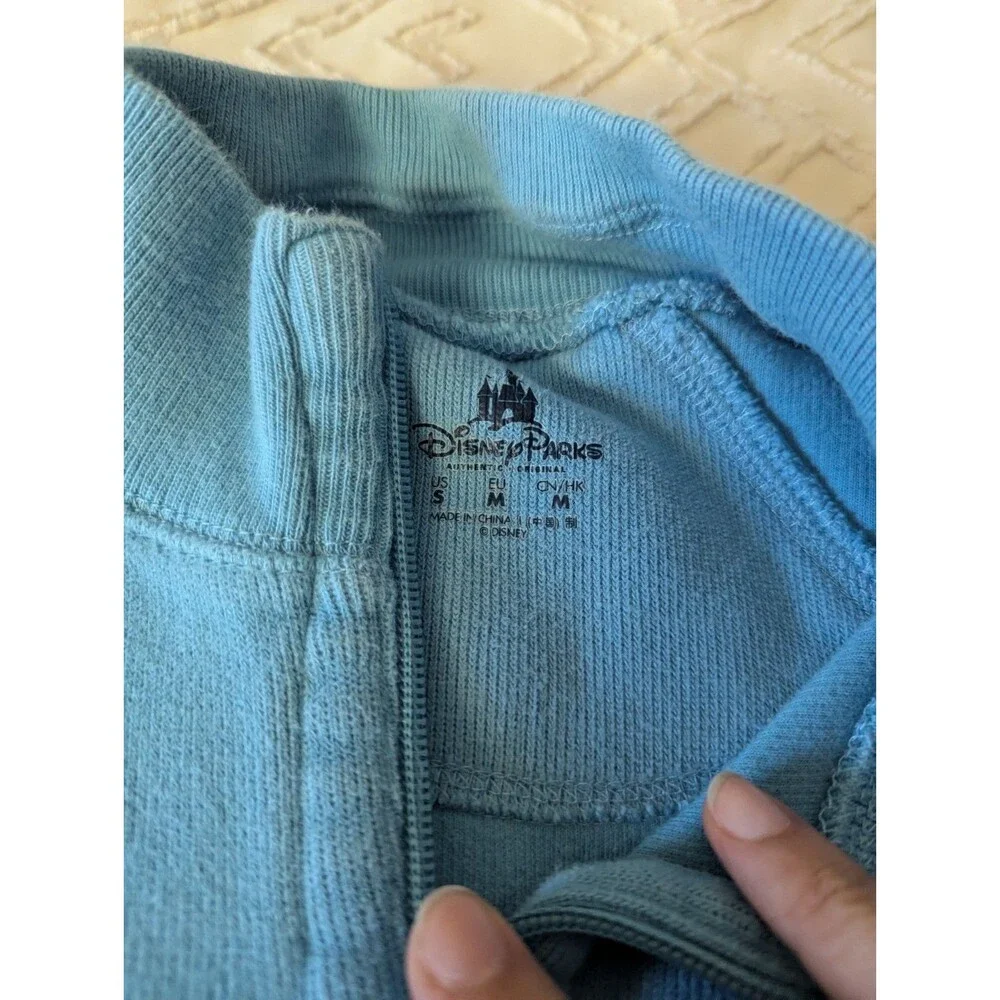 Disney Parks Unisex Small Light Blue Mickey Mouse 1/4 Zip Long Sleeve Pullover